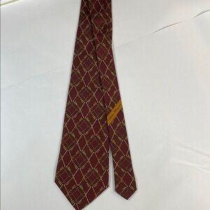 Salvatore Ferragamo Silk Novelty Print Hunting Rifles Burgundy Mens Neck Tie